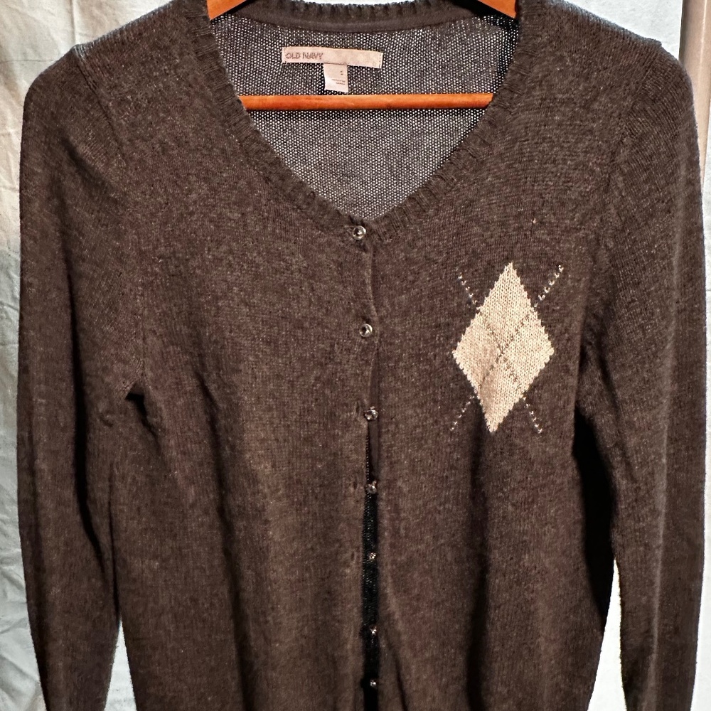 Classic Preppy Women's Petite Gray OLD NAVY Cardigan Sweater (PS)